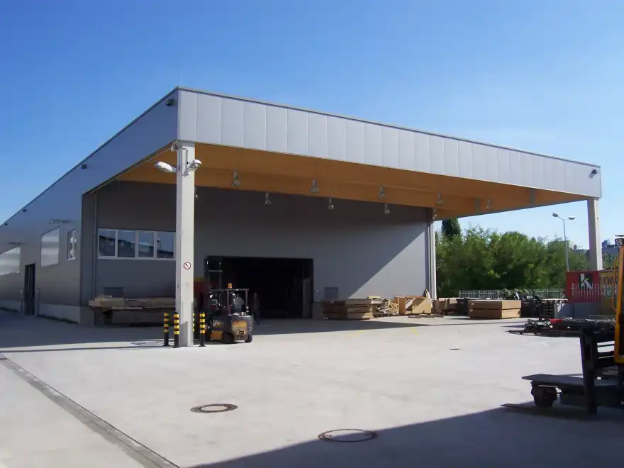 Neubau als Erweiterung Holzplatten-Logistik mit Heizwerk (Restholz) in Berlin-Reinickendorf